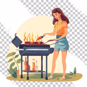Woman grilling